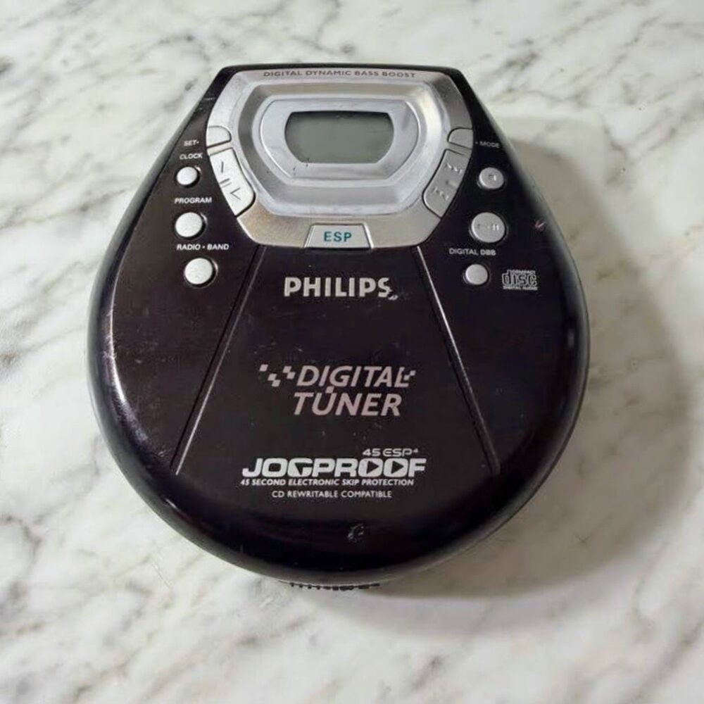 Vintage Philips Portable CD Player Digital Tuner Radio Jogproof ESP - Untested